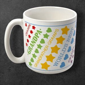 Vintage American Greetings Grandpa Mug Rainbow Words Grandpop Stoneware Gift